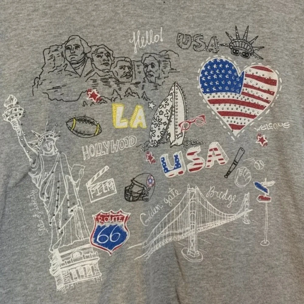 Christopher & Banks Womens T Shirt USA‎ Patriotic Graphic Print Crew Neck XL